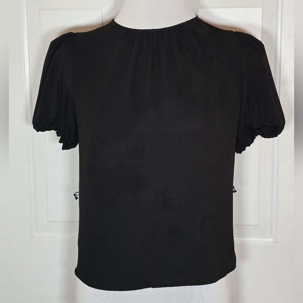 Express Black Puff Sleeve Blouse Size Small Petite Top
